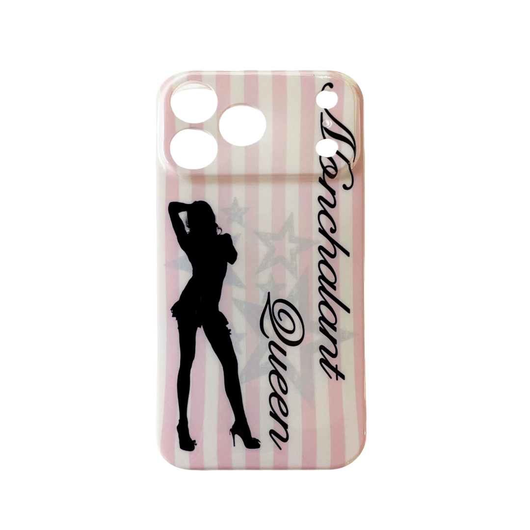 Nonchalant Queen iPhone Case Candy Stripe front view on white background