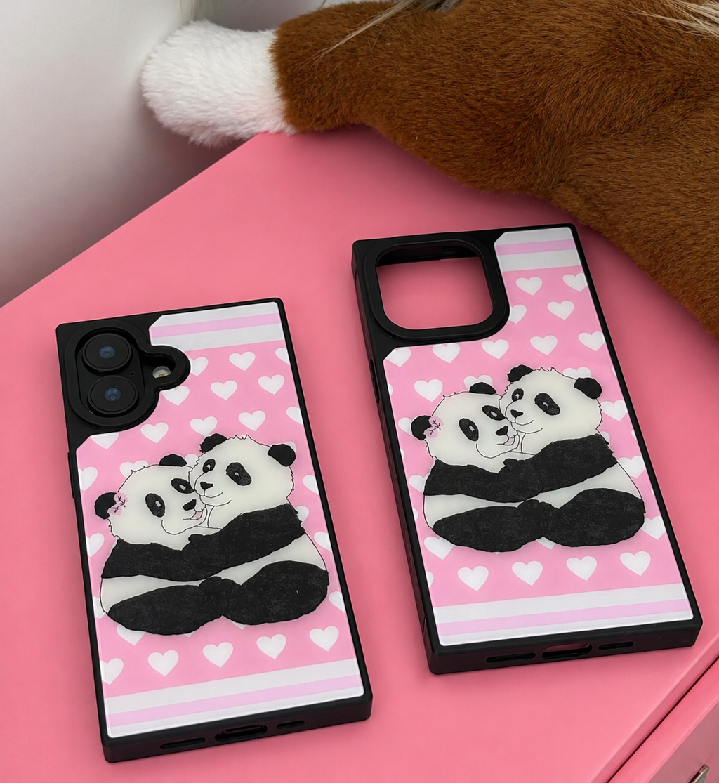 Panda Lovecore iPhone Case close-up detail of panda and lovecore graphic