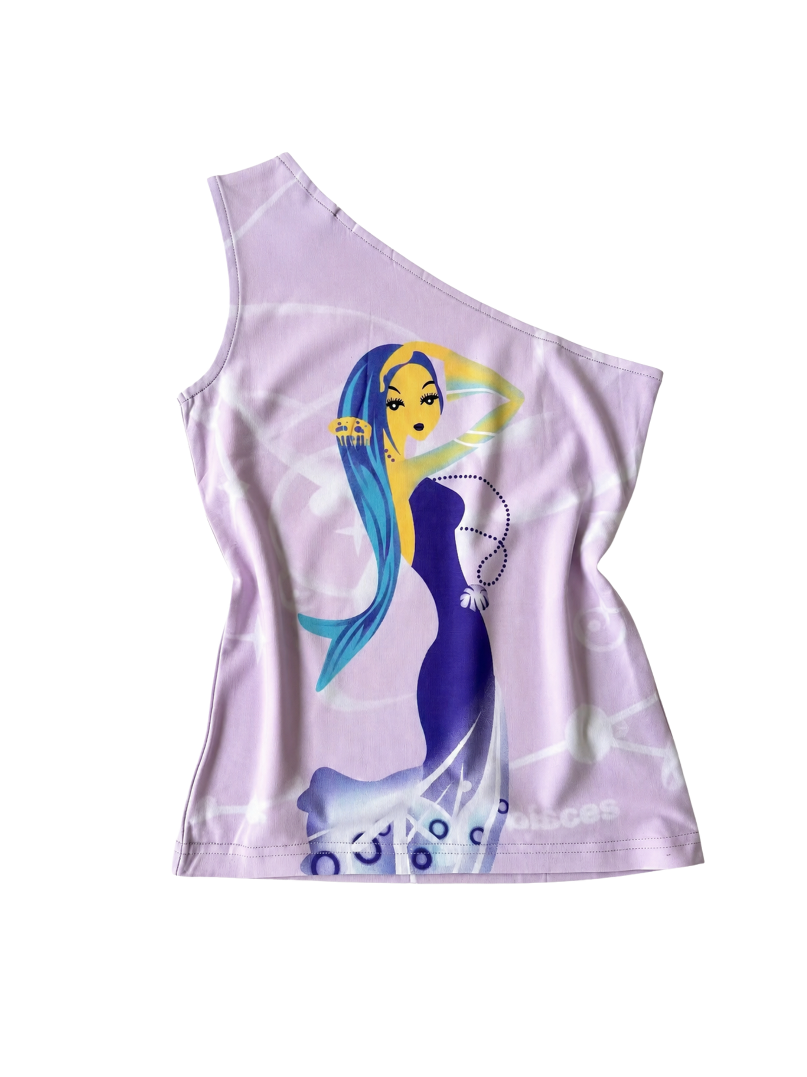 Airbrush Graphic One-Shoulder Top