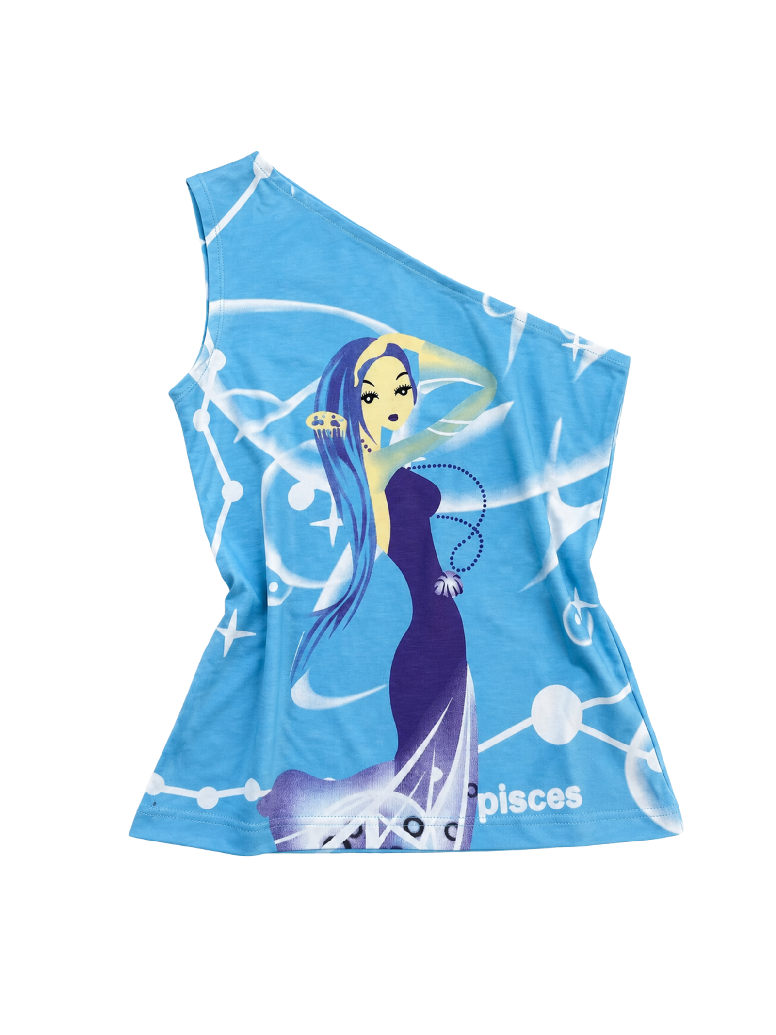 Airbrush Graphic One-Shoulder Top