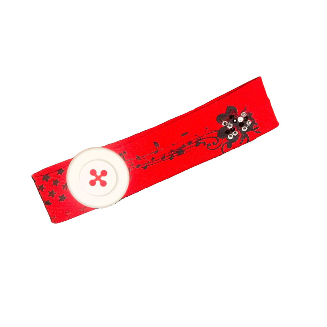 Sweet Melody Button Headband Cherry Top front view on white background