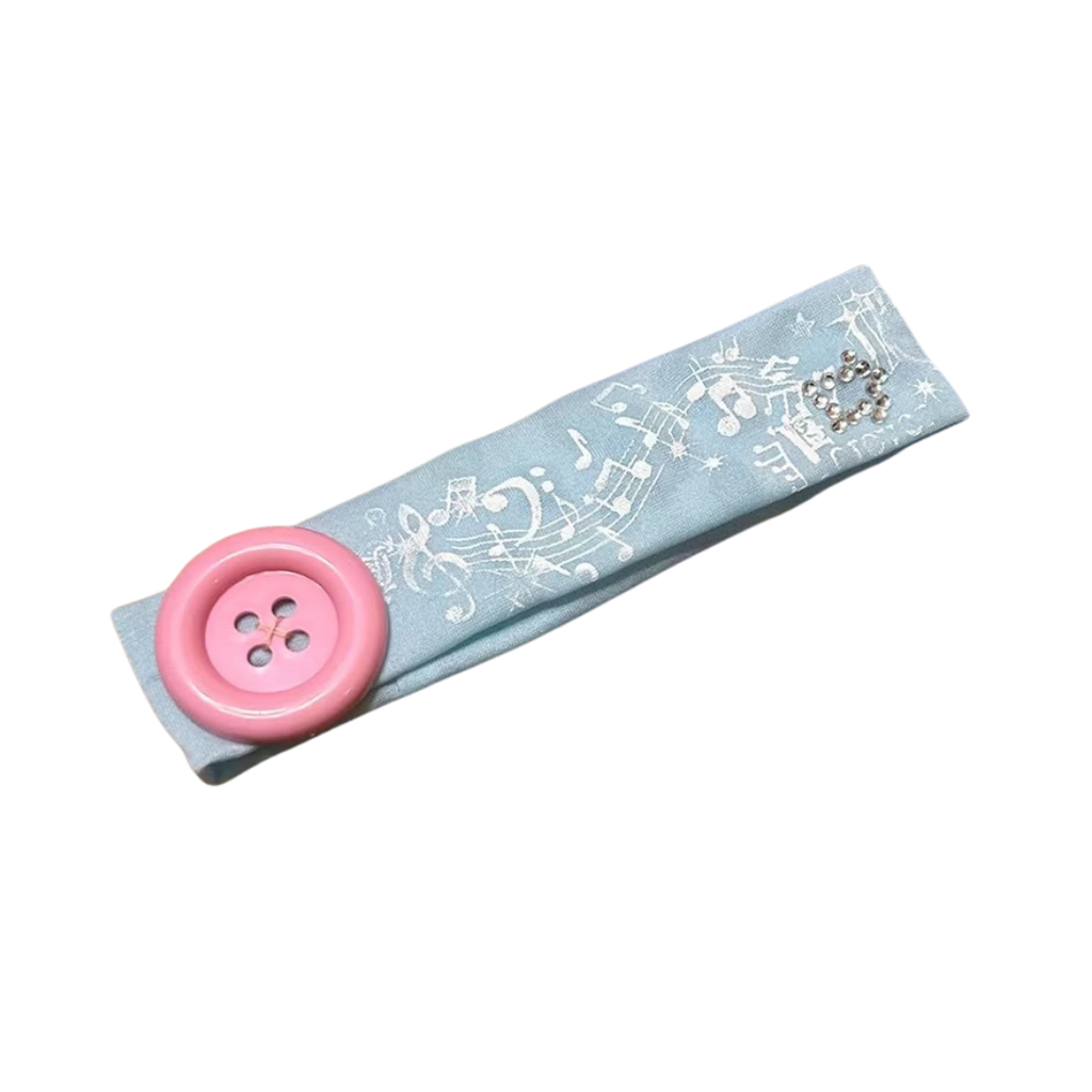 Sweet Melody Button Headband Icy Blue front view on white background