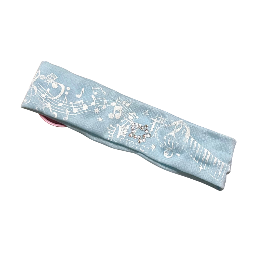 Sweet Melody Button Headband Icy Blue side view on white background