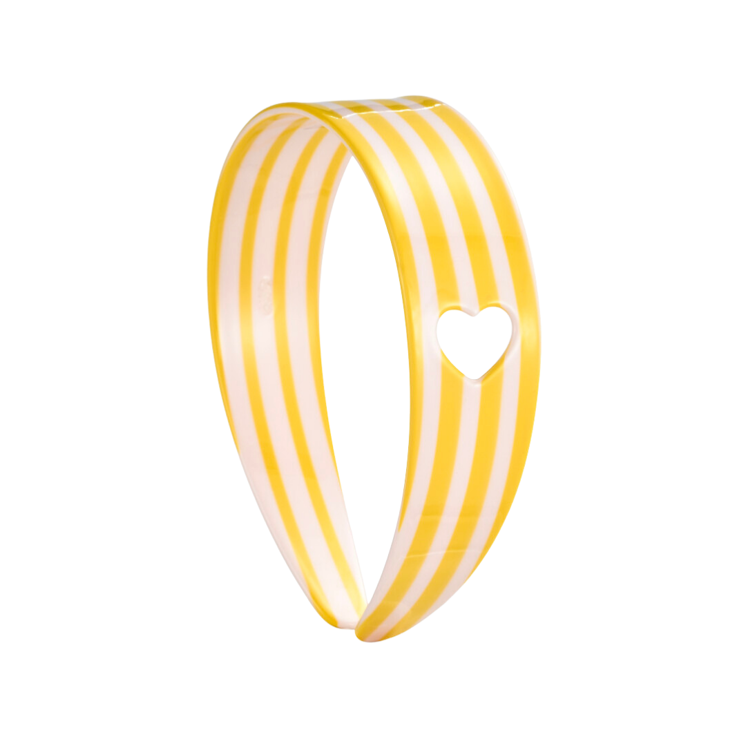 Sweetheart Stripe Headband Lemon front view on white background