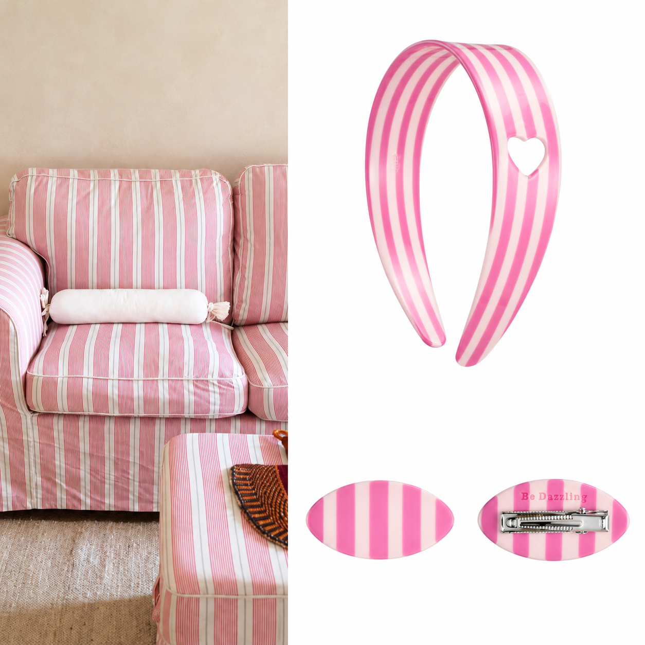 Sweetheart Stripe Headband Blossom lifestyle wear-on shot