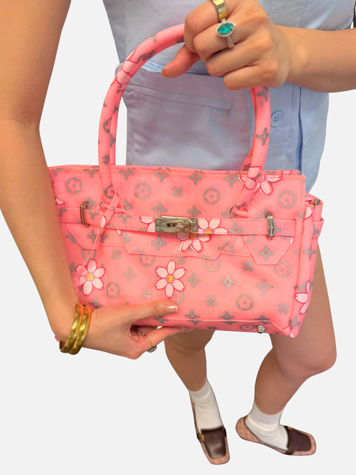 Vintage cherry blossom jelly zip shoulder bag – image 6