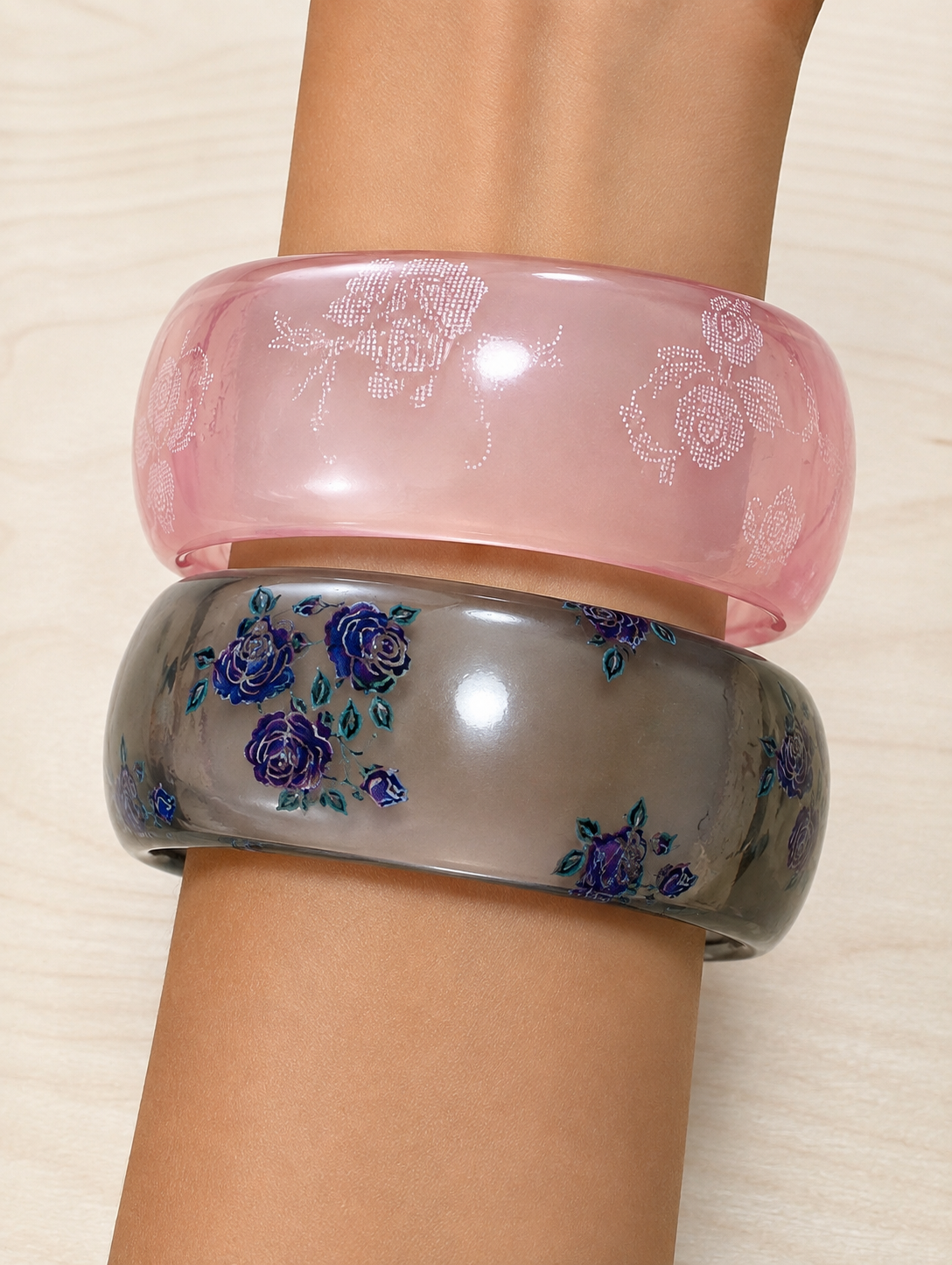 Vintage Rose Resin Bangle