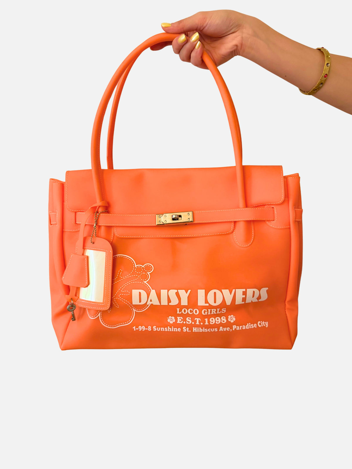 Vintage tangerine Daisy Lovers jelly tote bag – image 4
