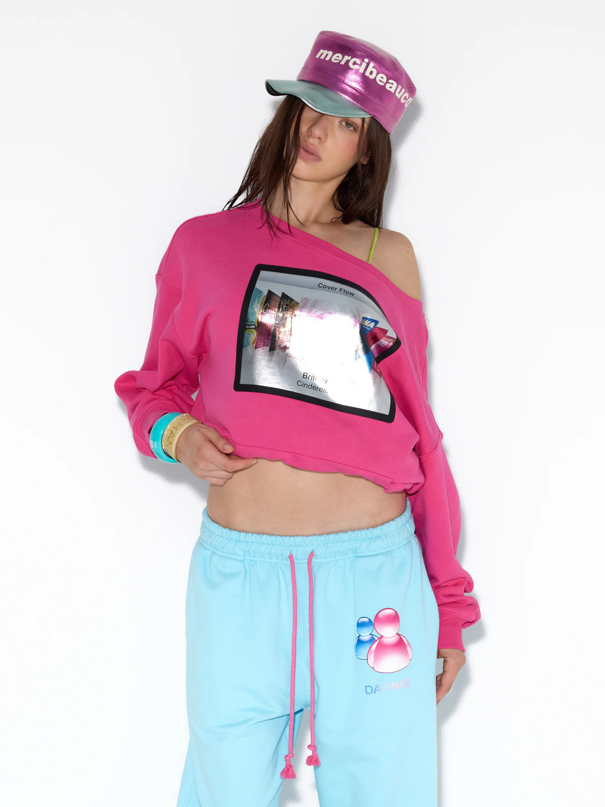 Music Player Off-Shoulder Sweatshirt