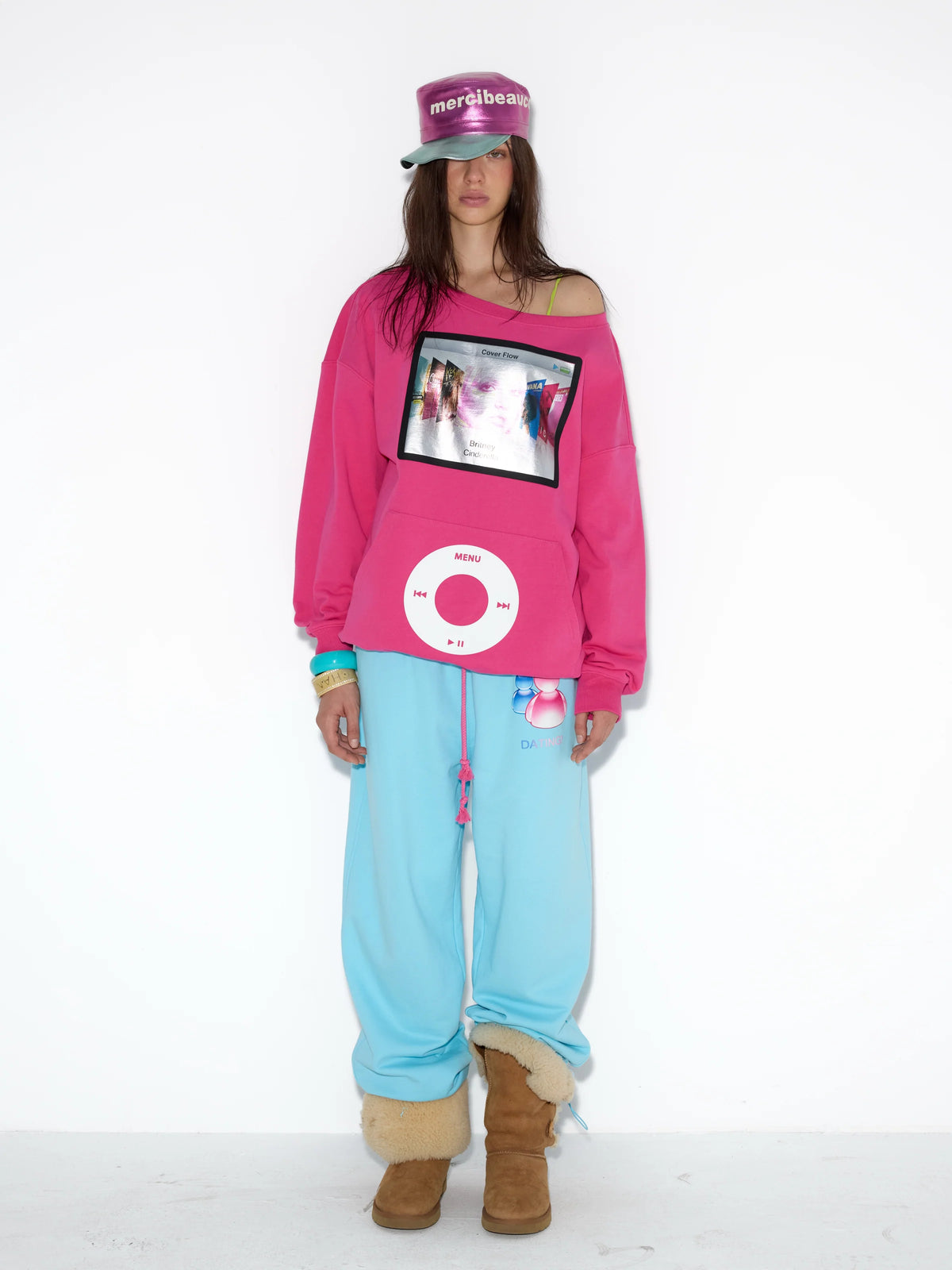 Music Player Off-Shoulder Sweatshirt