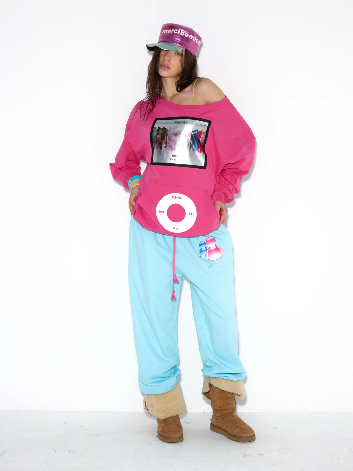 Music Player Off-Shoulder Sweatshirt