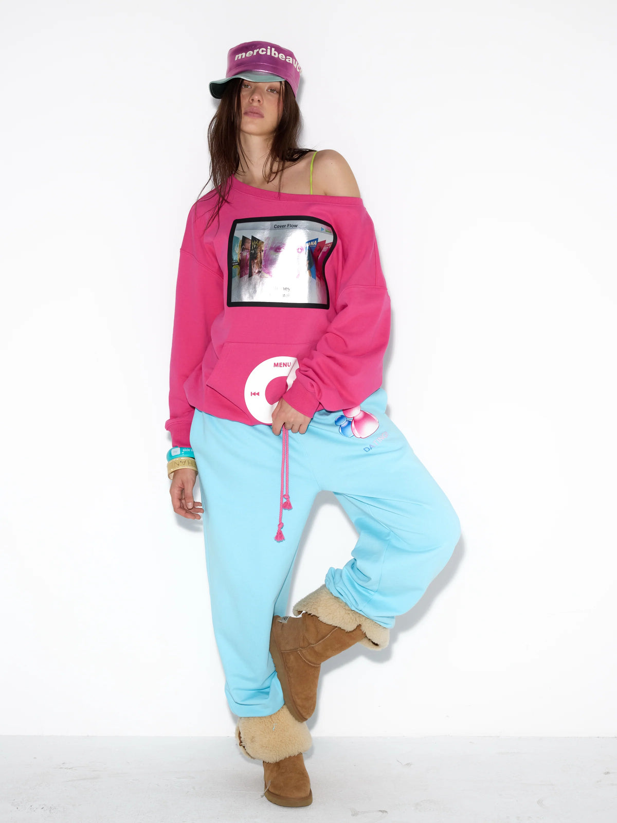 Music Player Off-Shoulder Sweatshirt