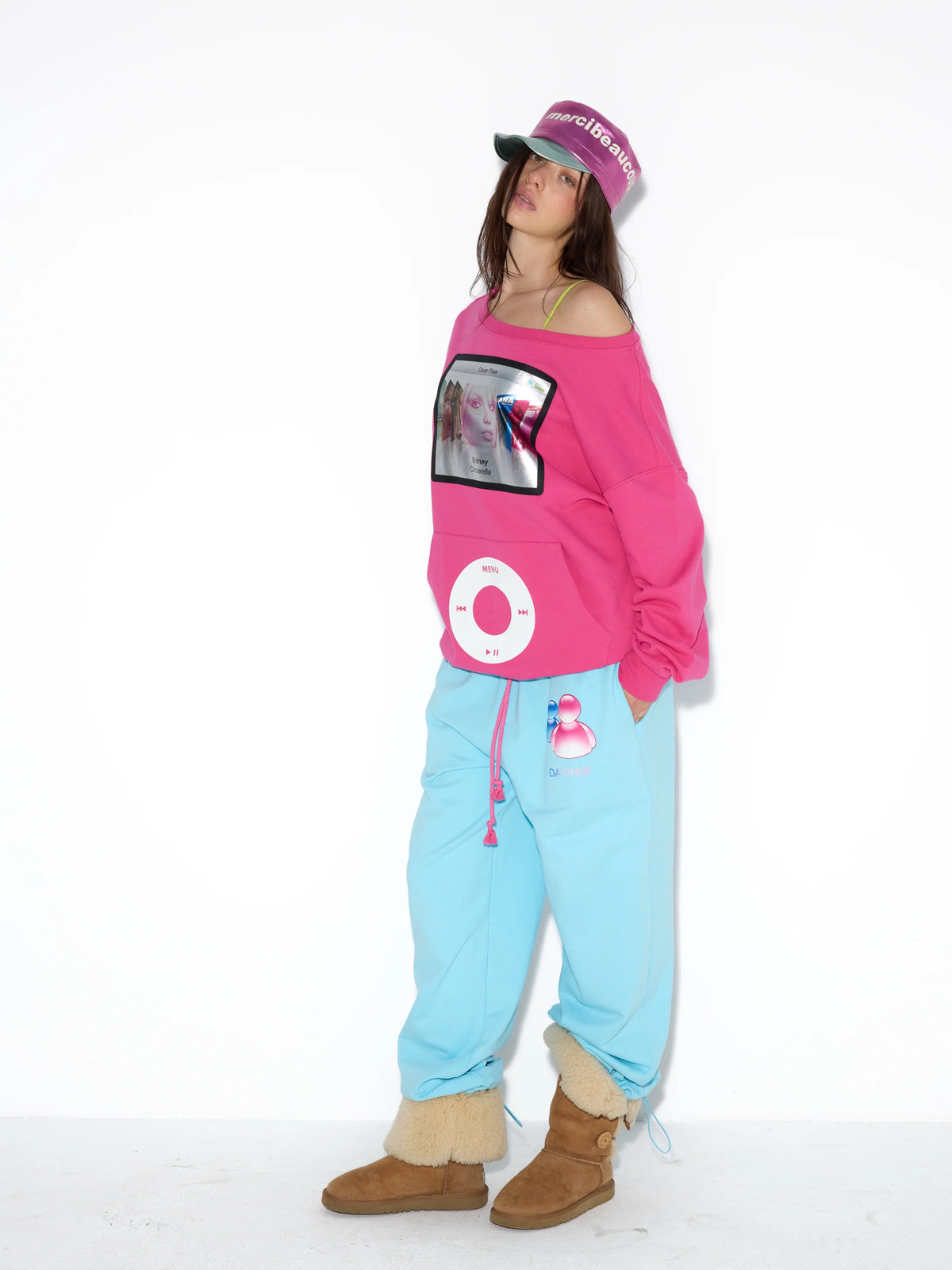 Music Player Off-Shoulder Sweatshirt