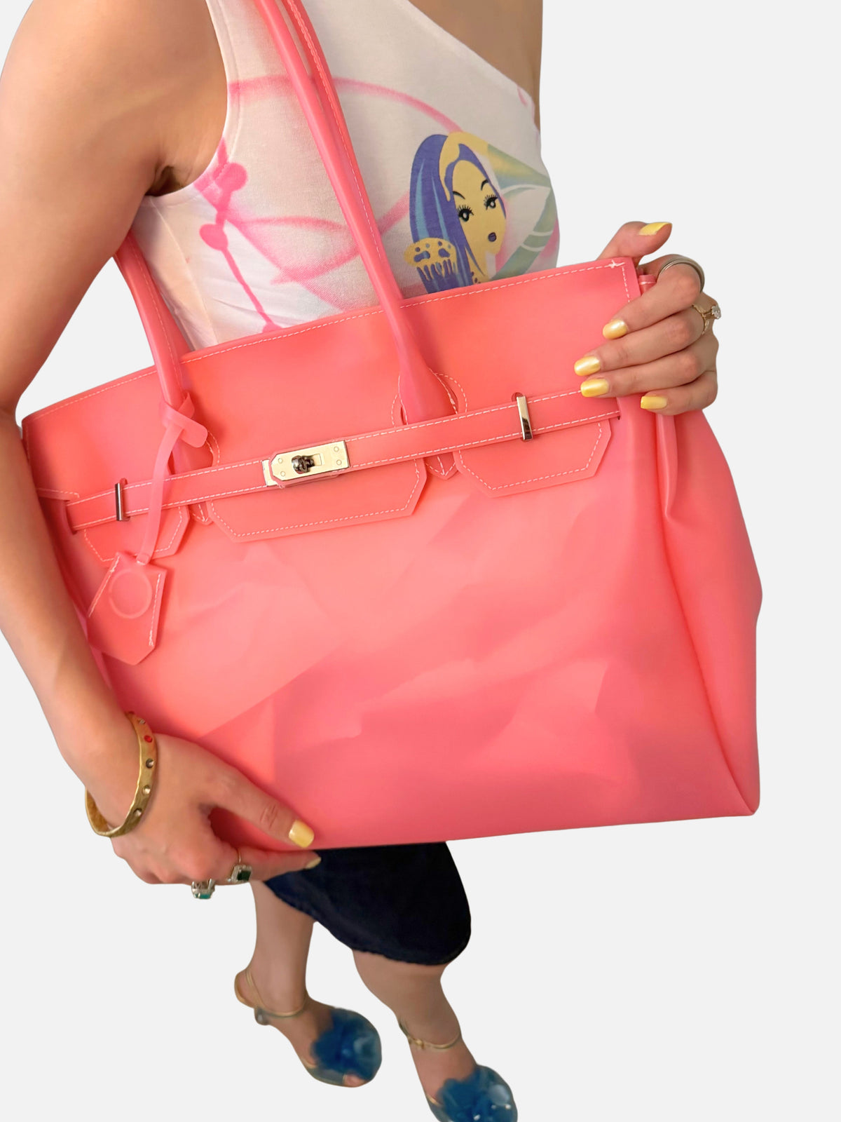 Jelly 40 TPU Bag in Watermelon carried under the arm