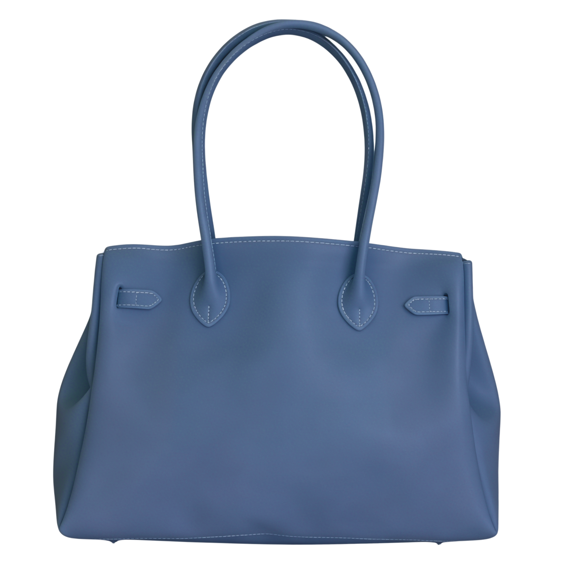 Blue handbag with handles on a white background