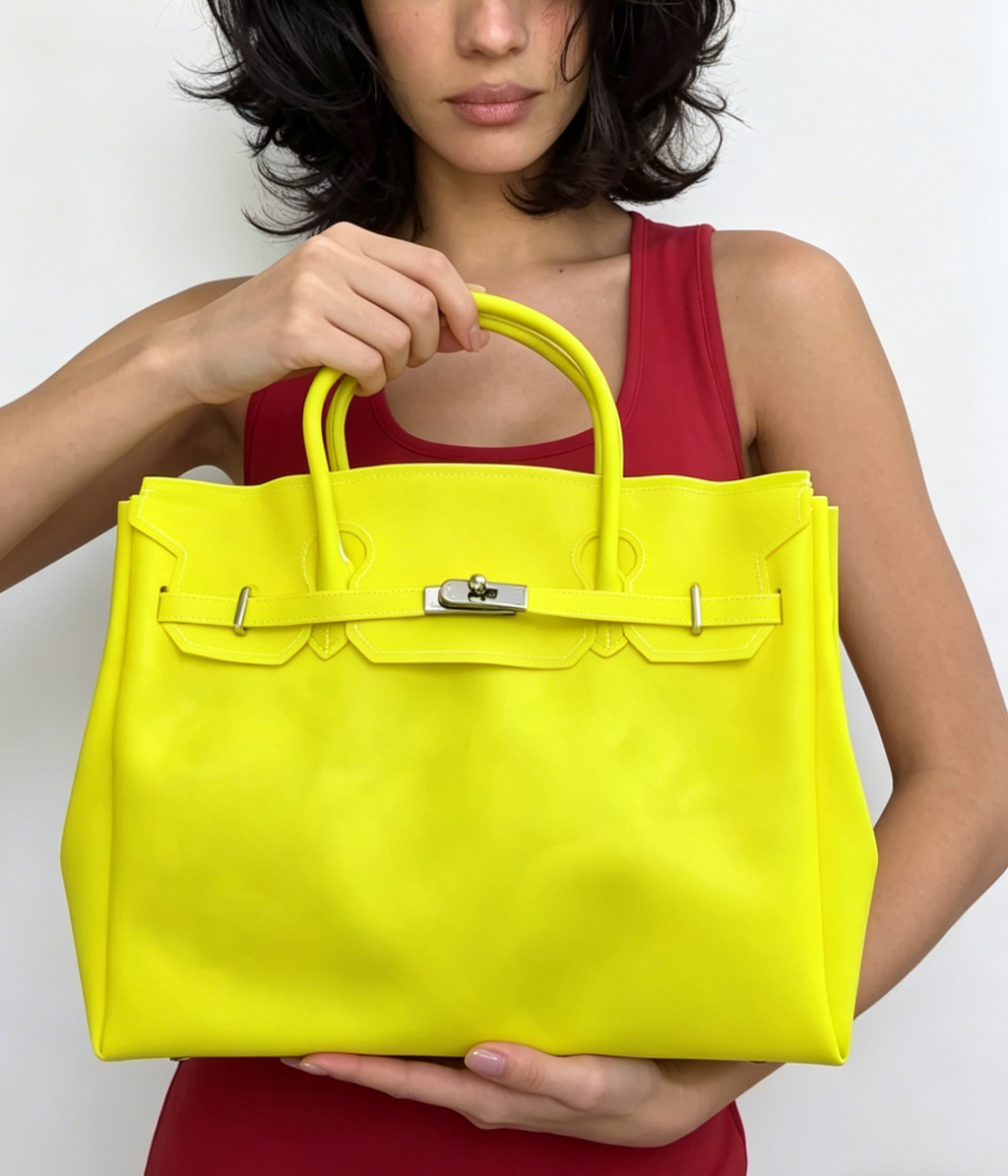 Jelly Firkin 40 Bag Classic Lemon held by woman second view