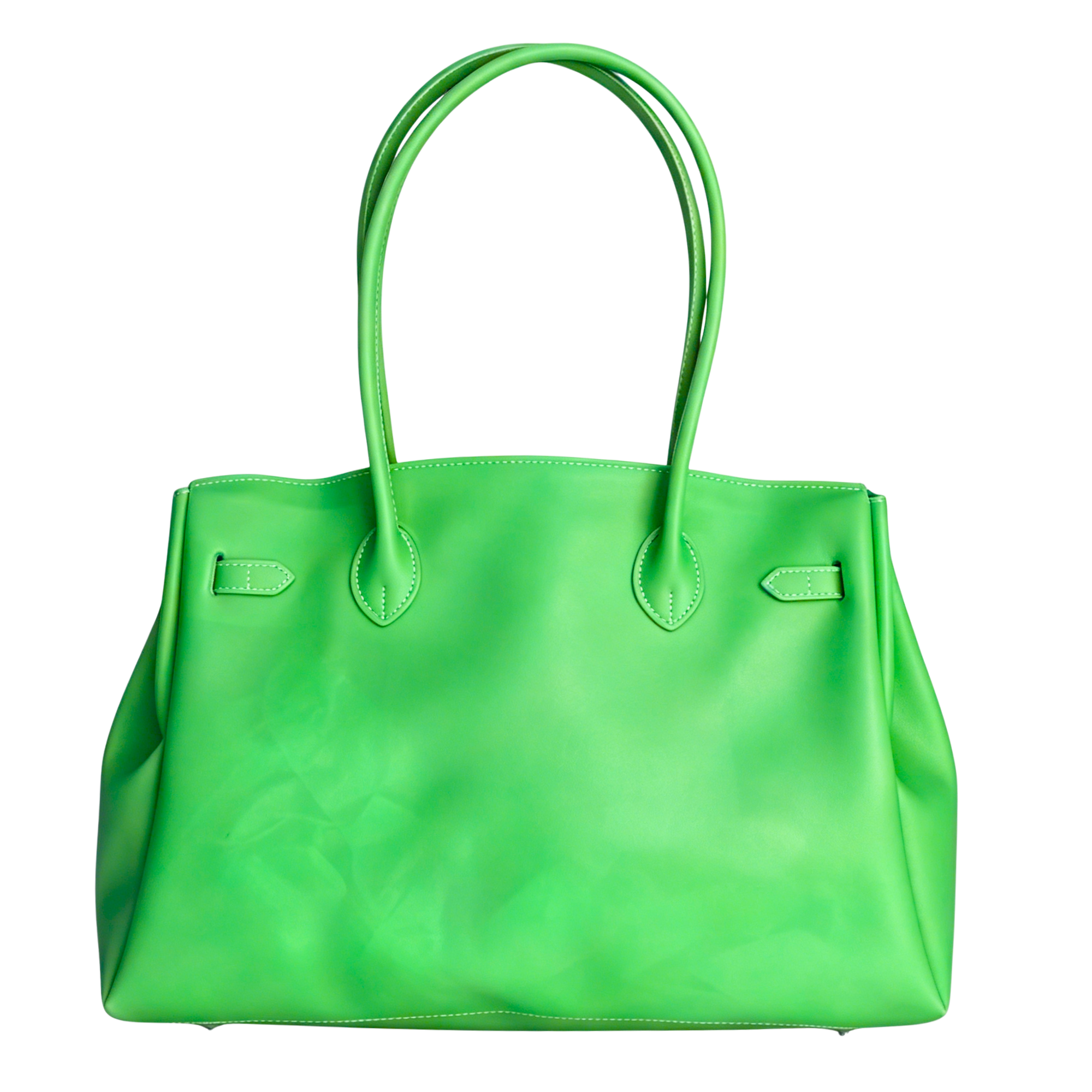Green handbag on a white background