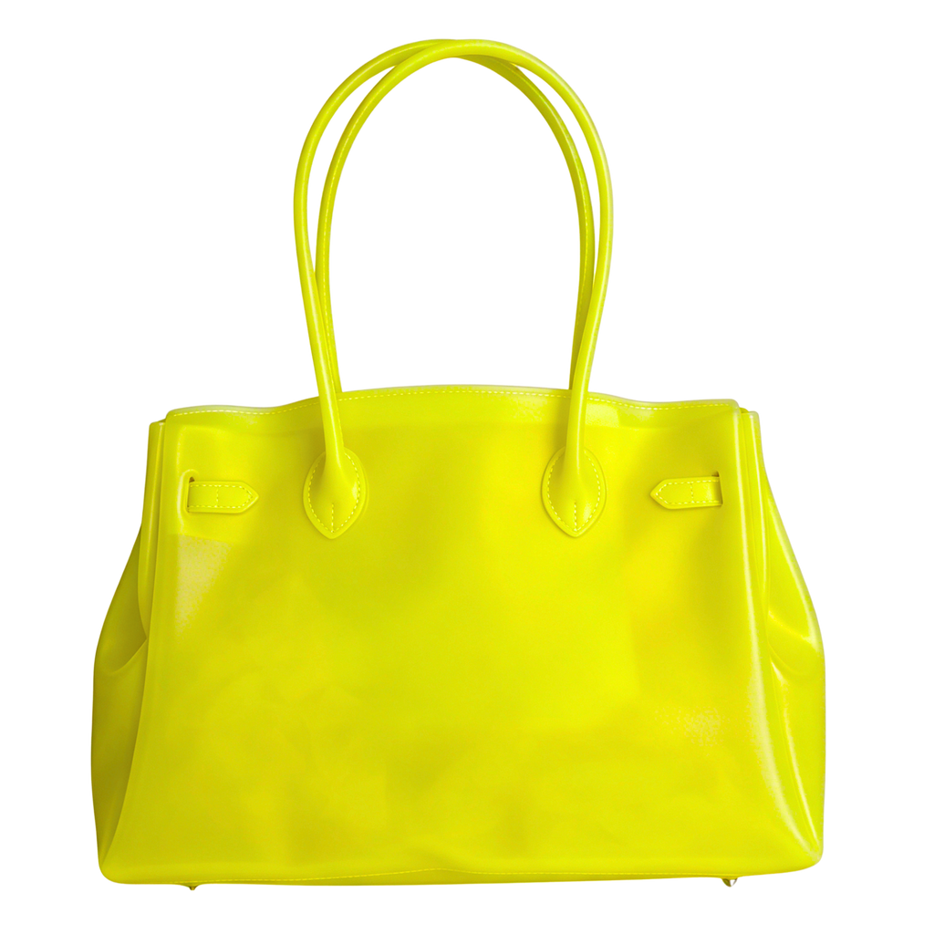 Yellow handbag on a white background