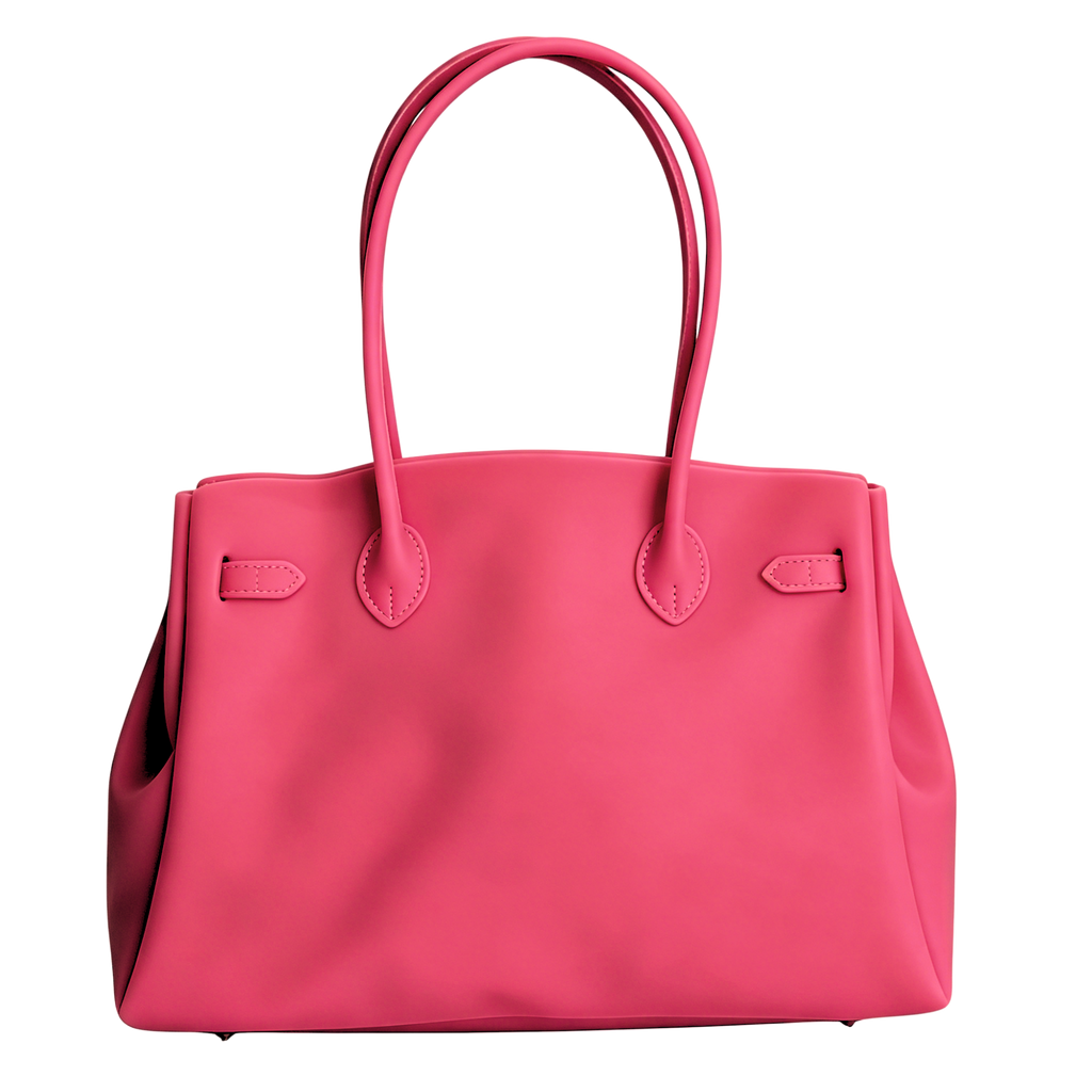 Pink handbag on a white background